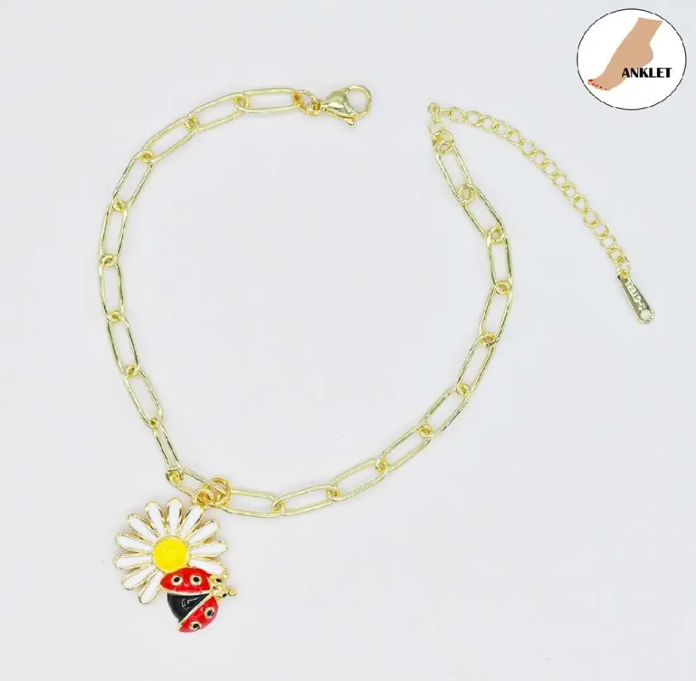 Modern Flower Charm Anklet