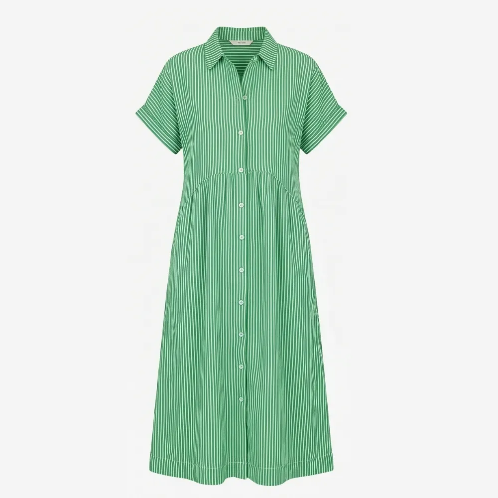 Shirt Striped Airy Midi Dress