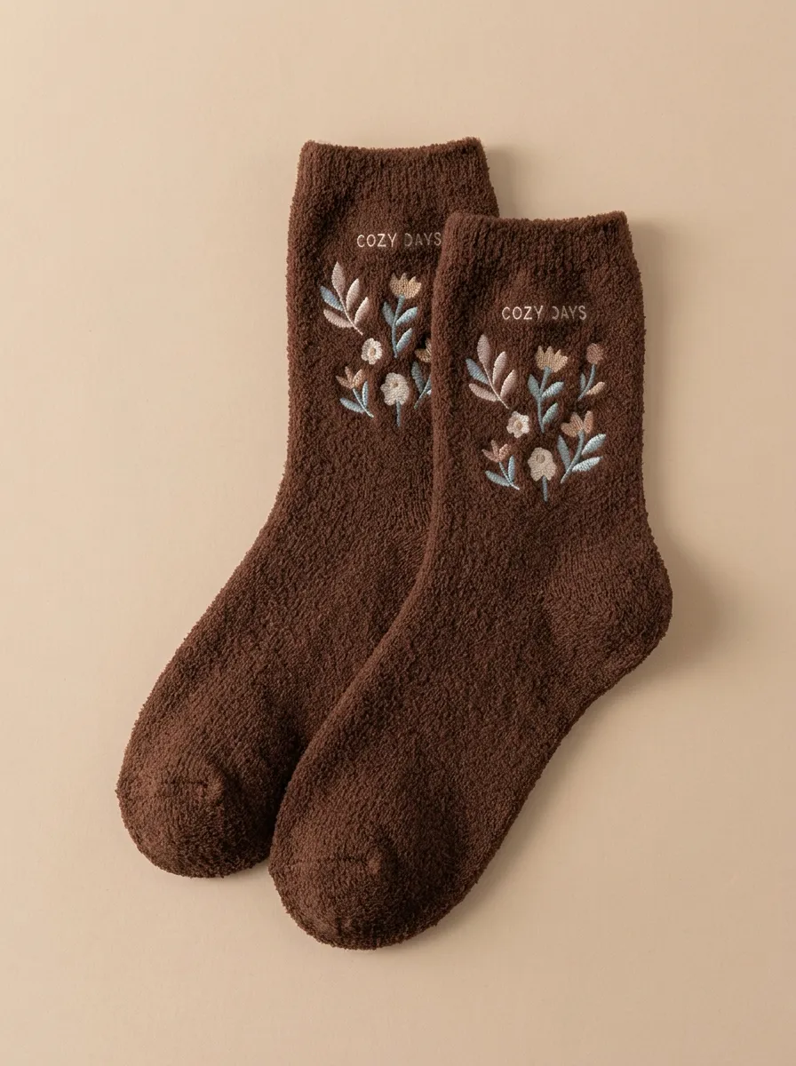 Embroidered Floral Casual Socks