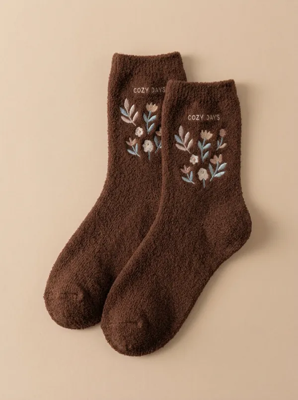 Embroidered Floral Casual Socks