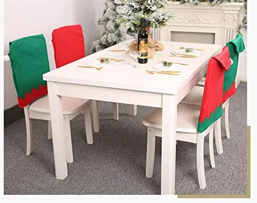Christmas Chair Back Covers Elf Design Santa Hat