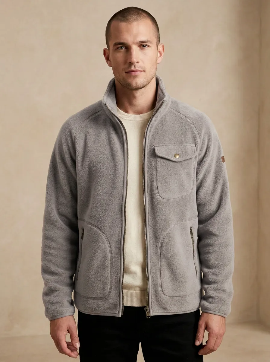 Solid Full Zip Fleece Jacket