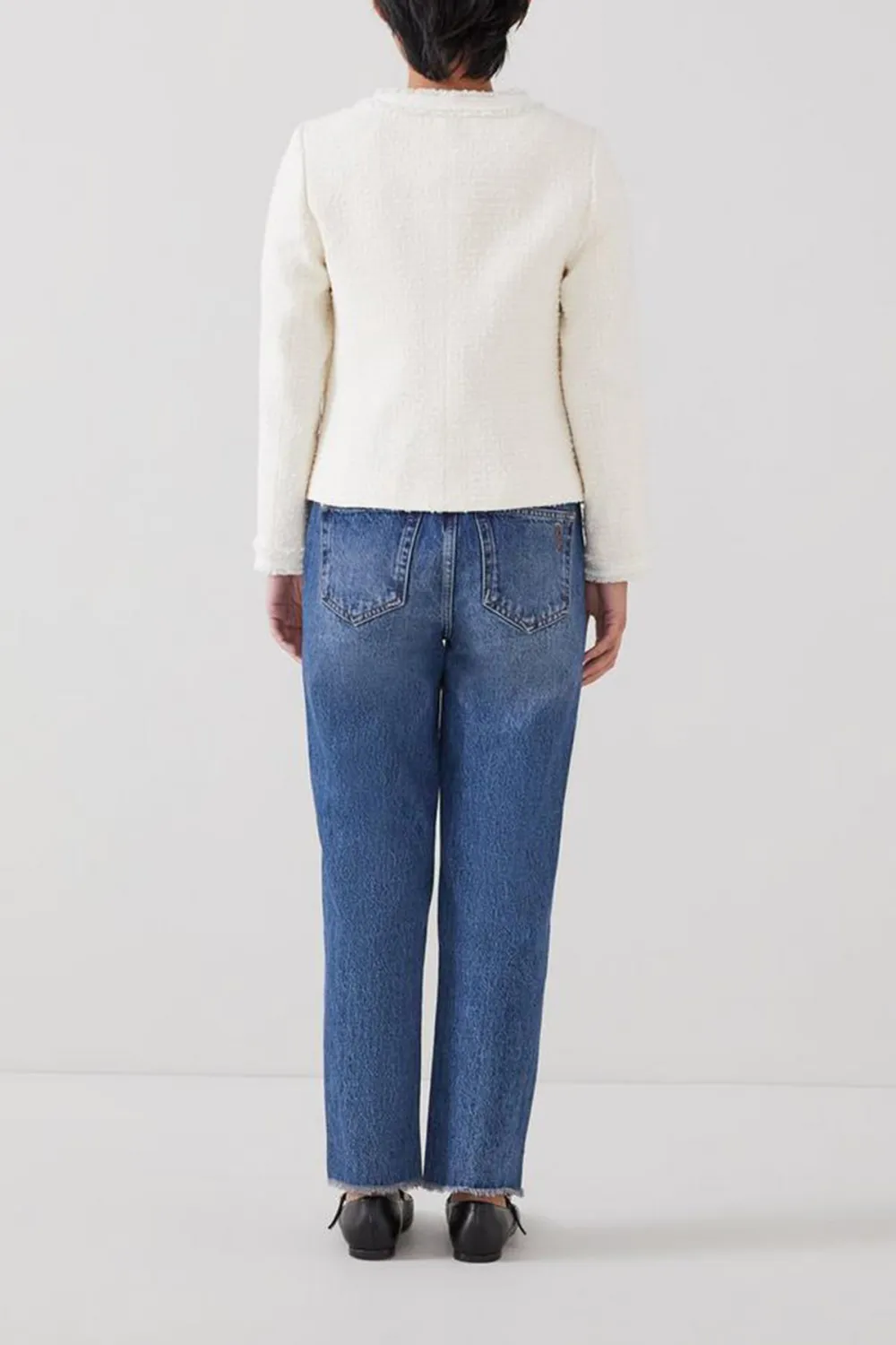 White Tweed Pocket Detail Short Jacket