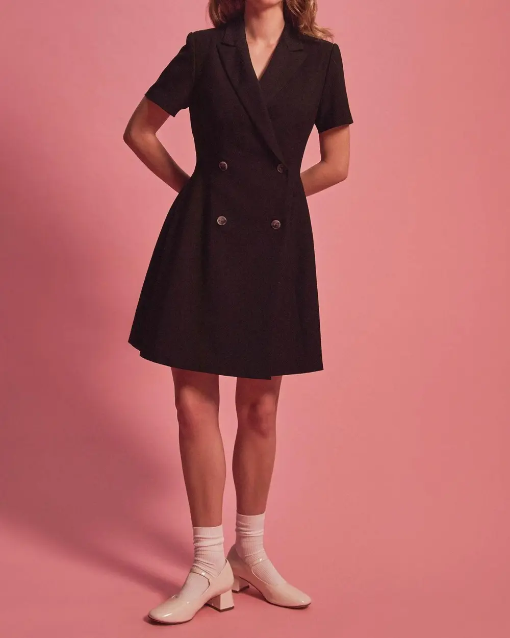 A-line Silhouette Suit Dress -Black