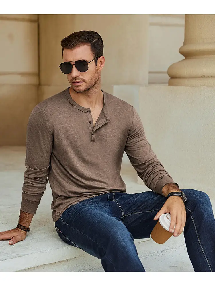 Classic Lightweight Stretch Henley Tee T-Shirt