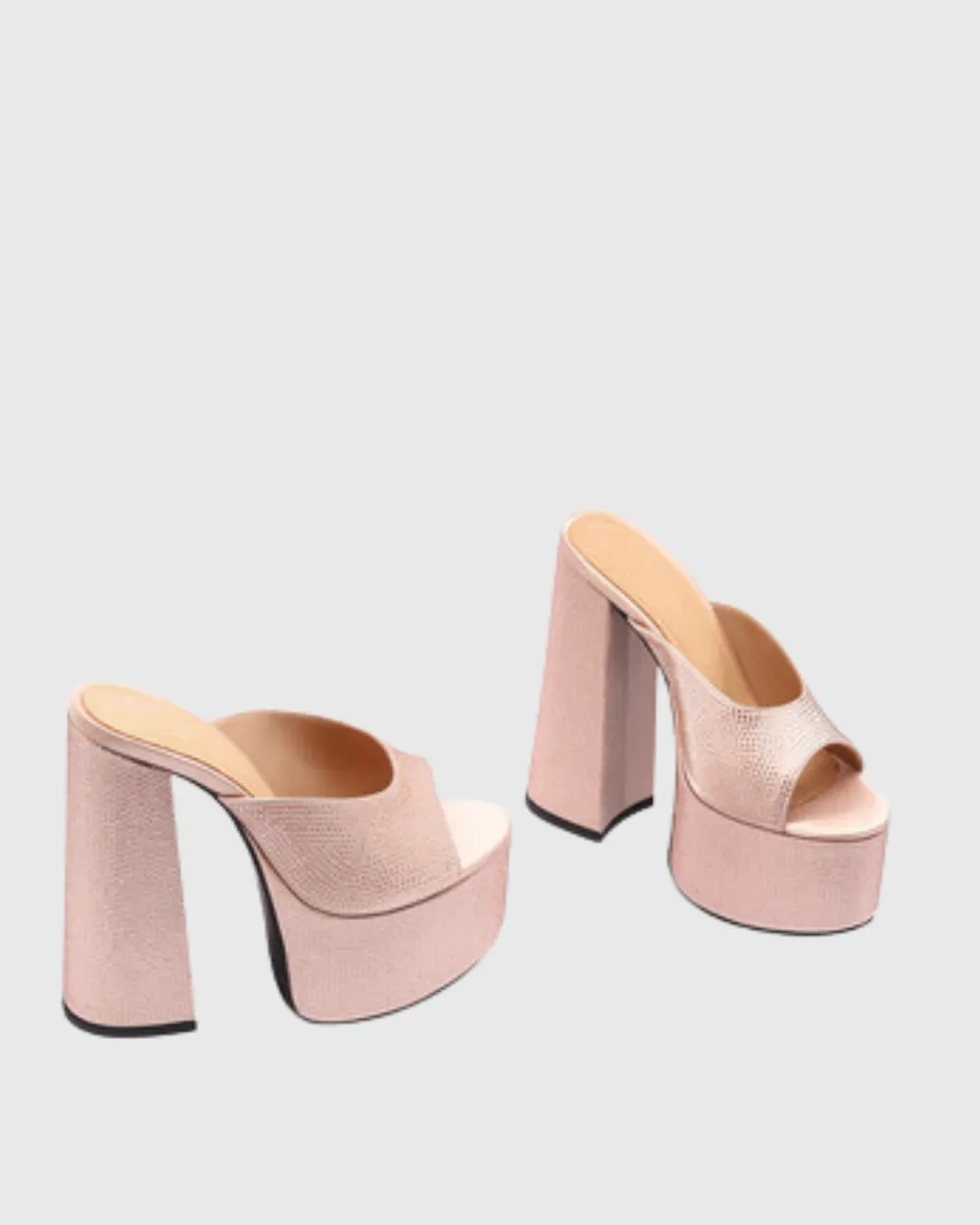Rhinestone Platform Sandals in Blush