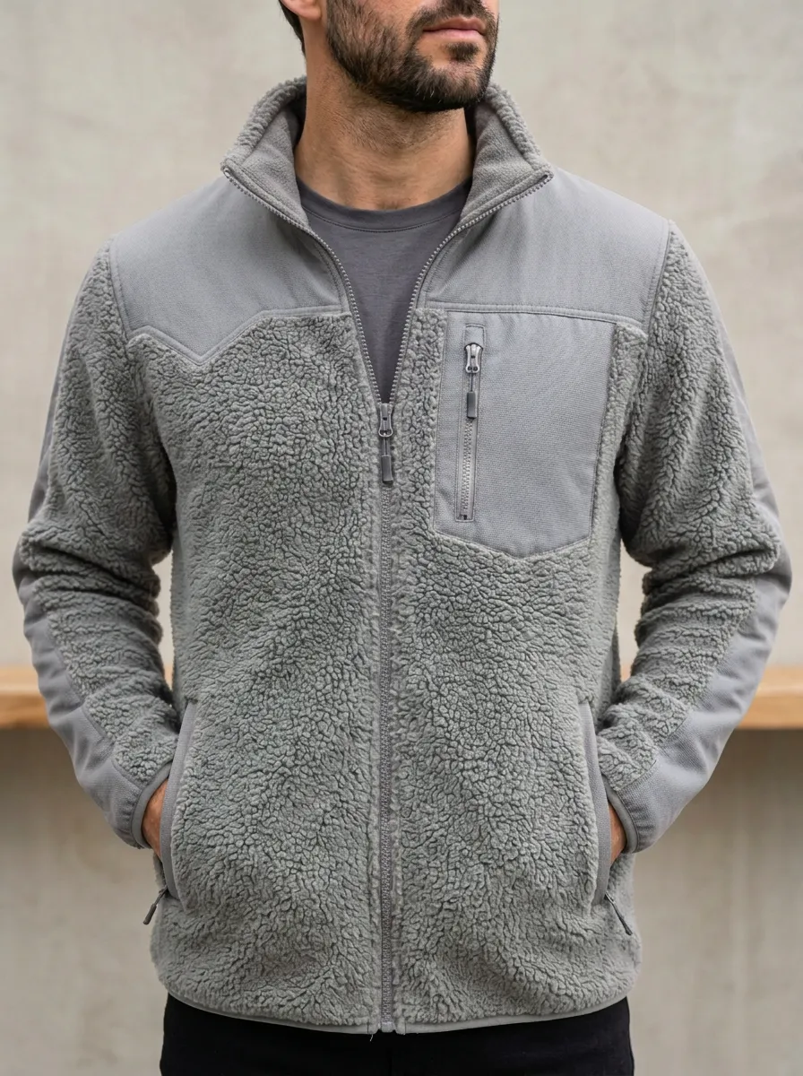 Hiking Sherpa Contrast Panel Fleece Jacket