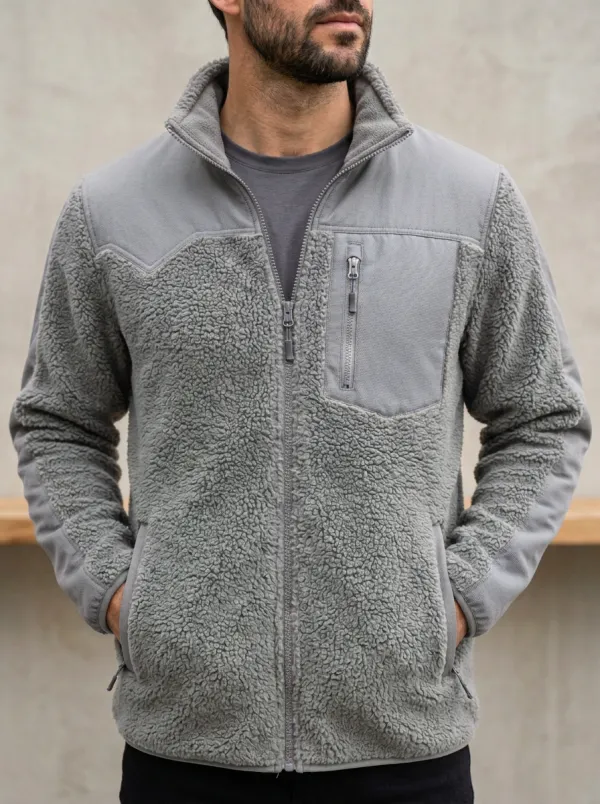 Hiking Sherpa Contrast Panel Fleece Jacket