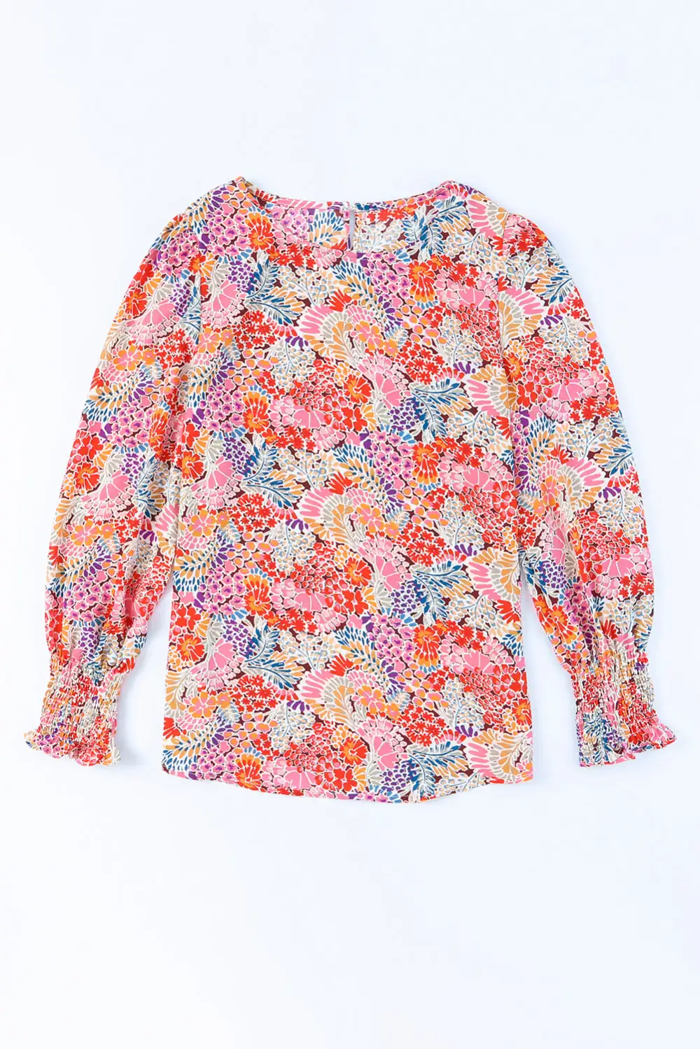 Layered Soft Floral V-Neck Blouse