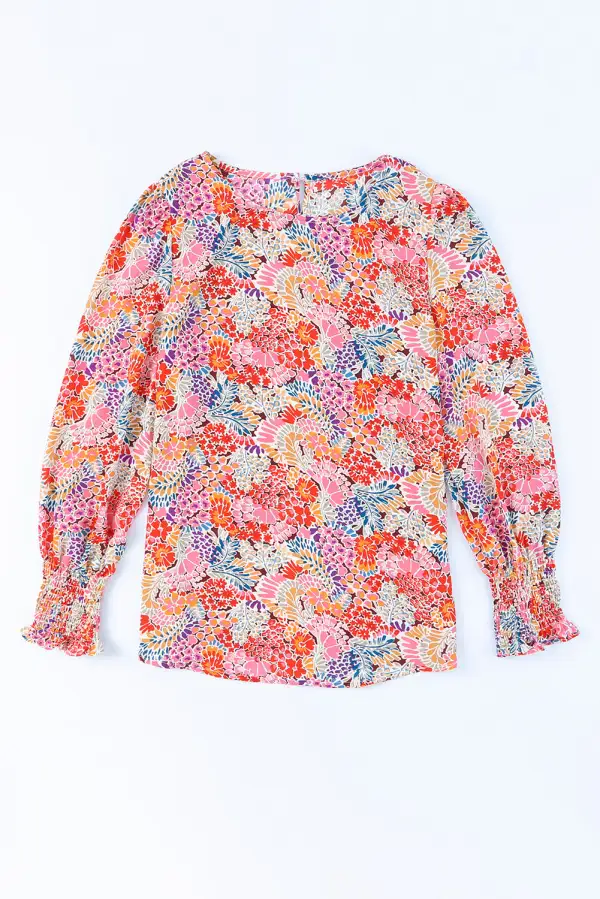 Layered Soft Floral V-Neck Blouse