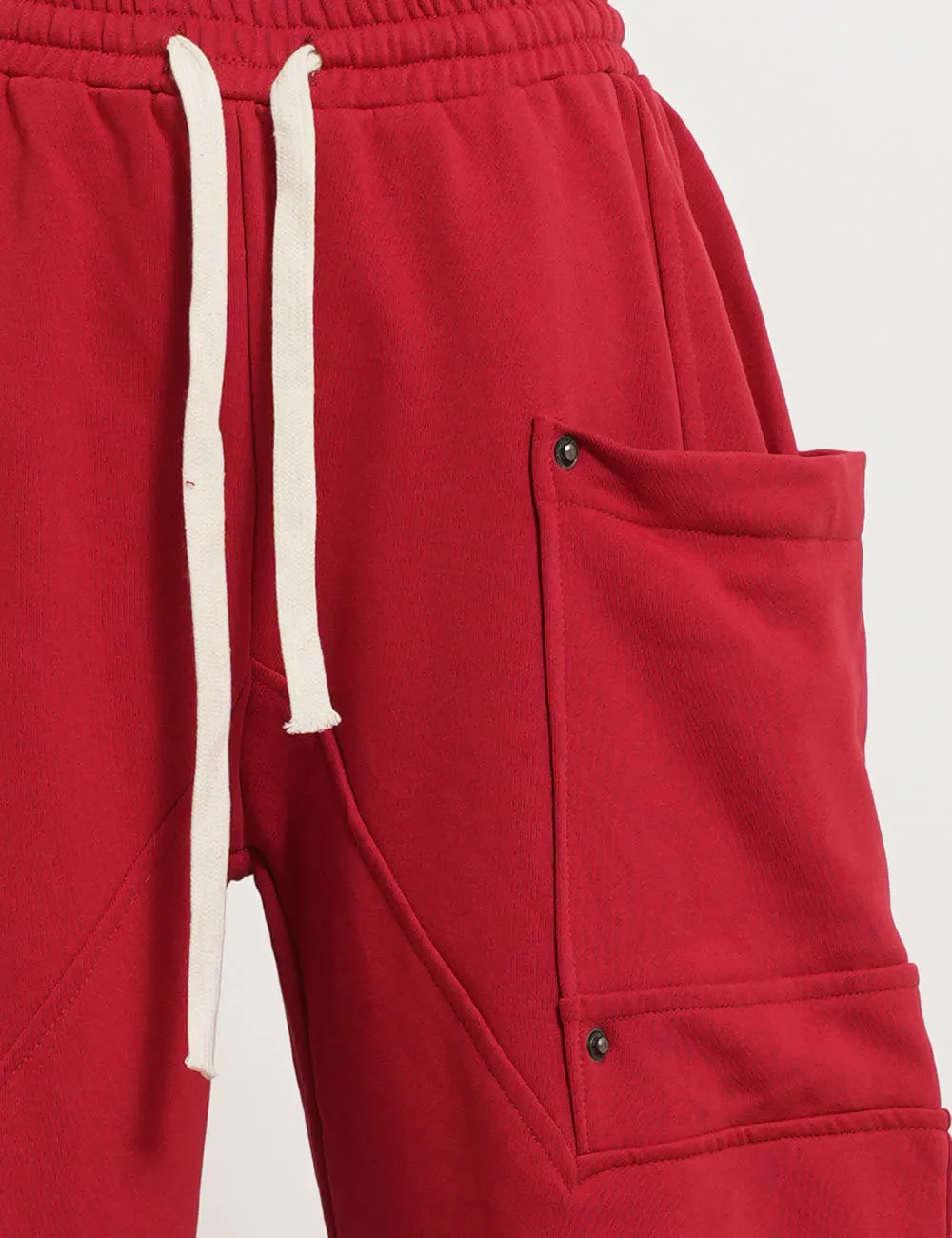 Elastic Waist Drawstring Pocket Straight Leg Denim Pants