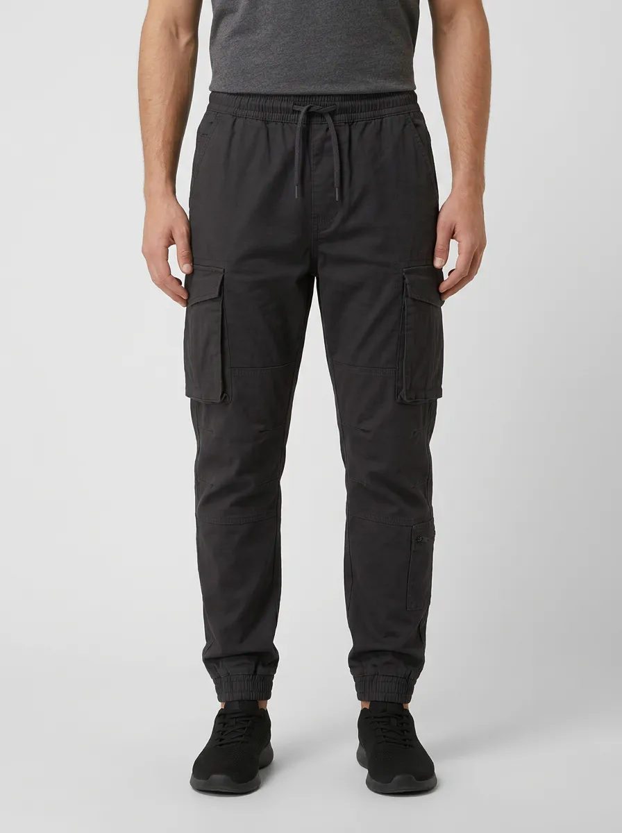 Streetwear Multi-Pocket Printed Solid-Style Men's Cargo Pants