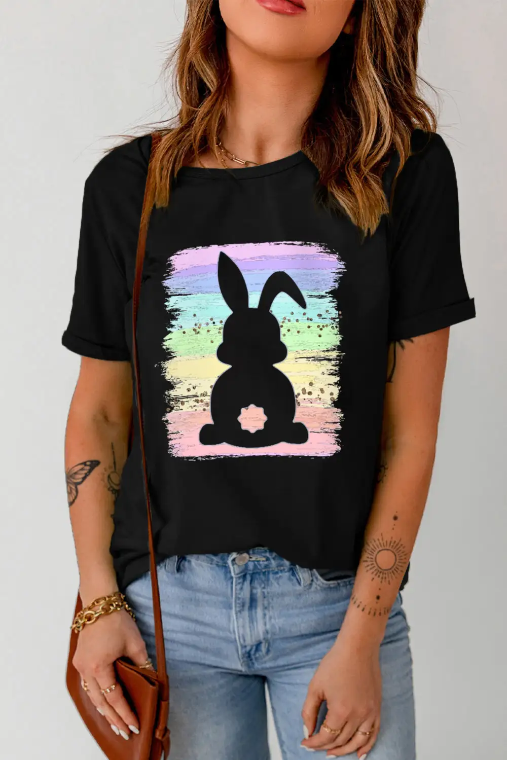 Black Rainbow Splash Easter Rabbit