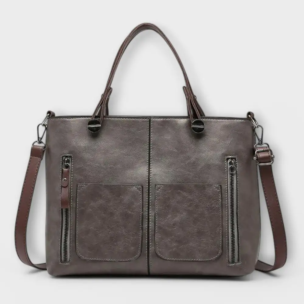 Pocket Front Leather Handbag