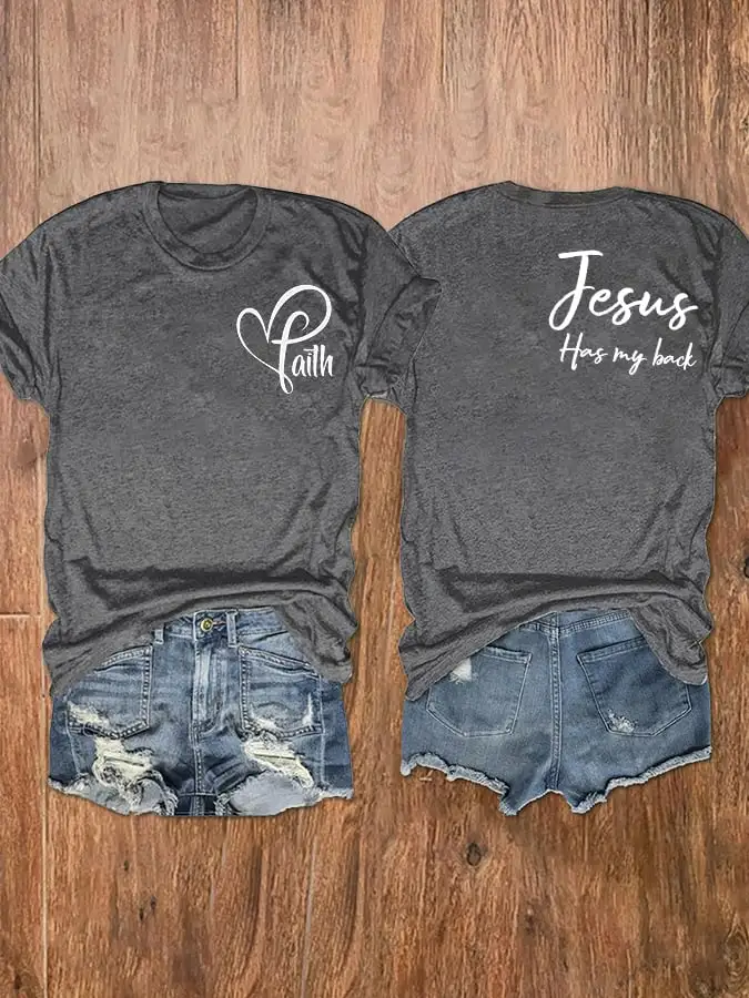 Women's Jesus has my back print short-sleeve T-shirt