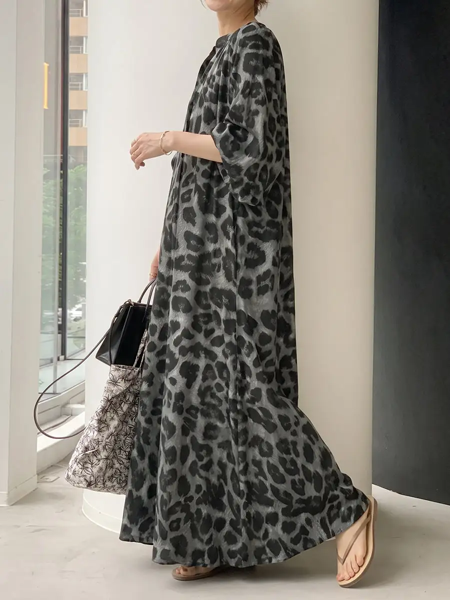Half Pleated Neck Maxi Dress