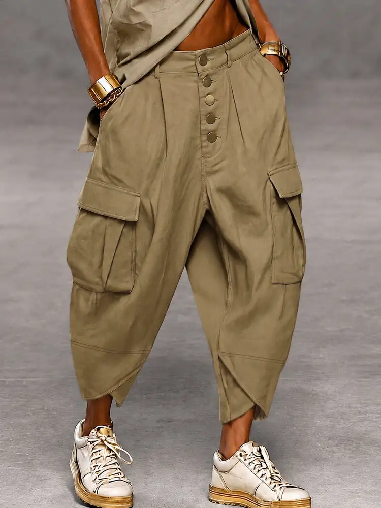 Casual Drop Crotch Cargo Harem Pants