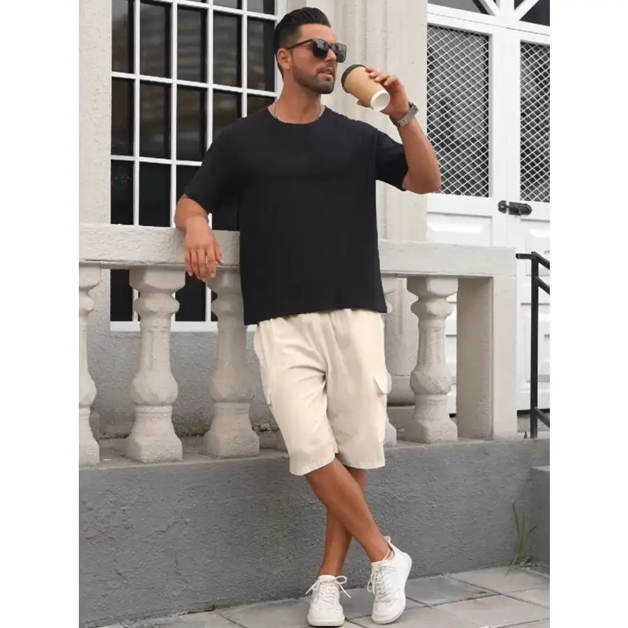 Men's Full Size Drawstring Shorts with Cargo Pockets Plus Size