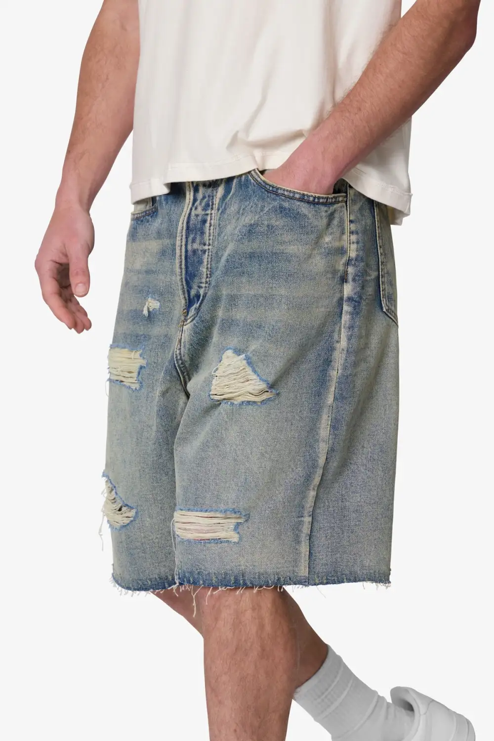 Baggy Frayed Denim Shorts