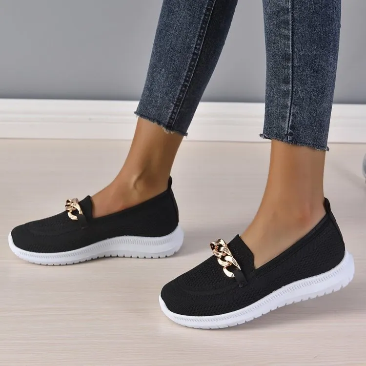 Mesh Chain Detail Breathable Lightweight Sneakers