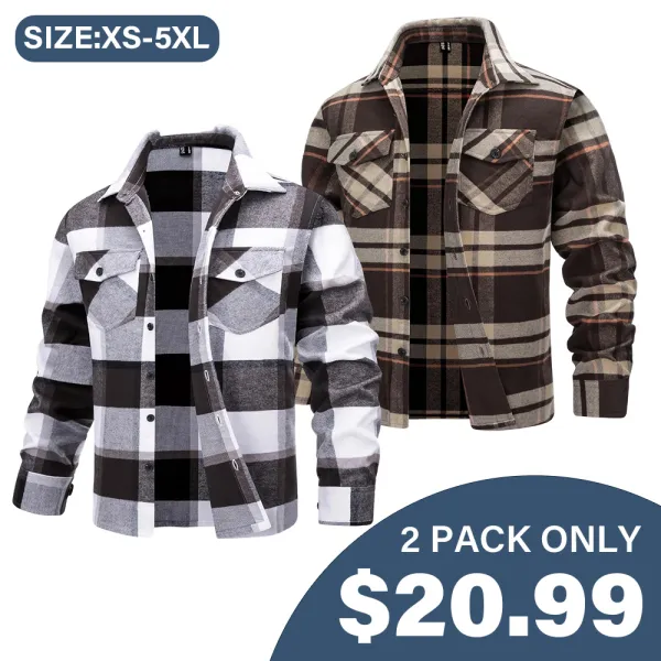 Men's Flannel Shirts Brushed Fleece Flannel Shirts Jacket