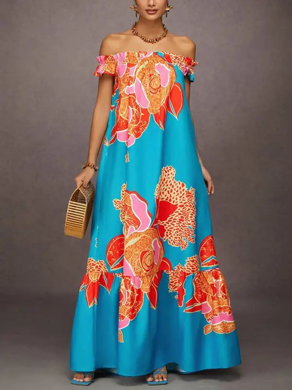 Flower Pleated Maxi Dress