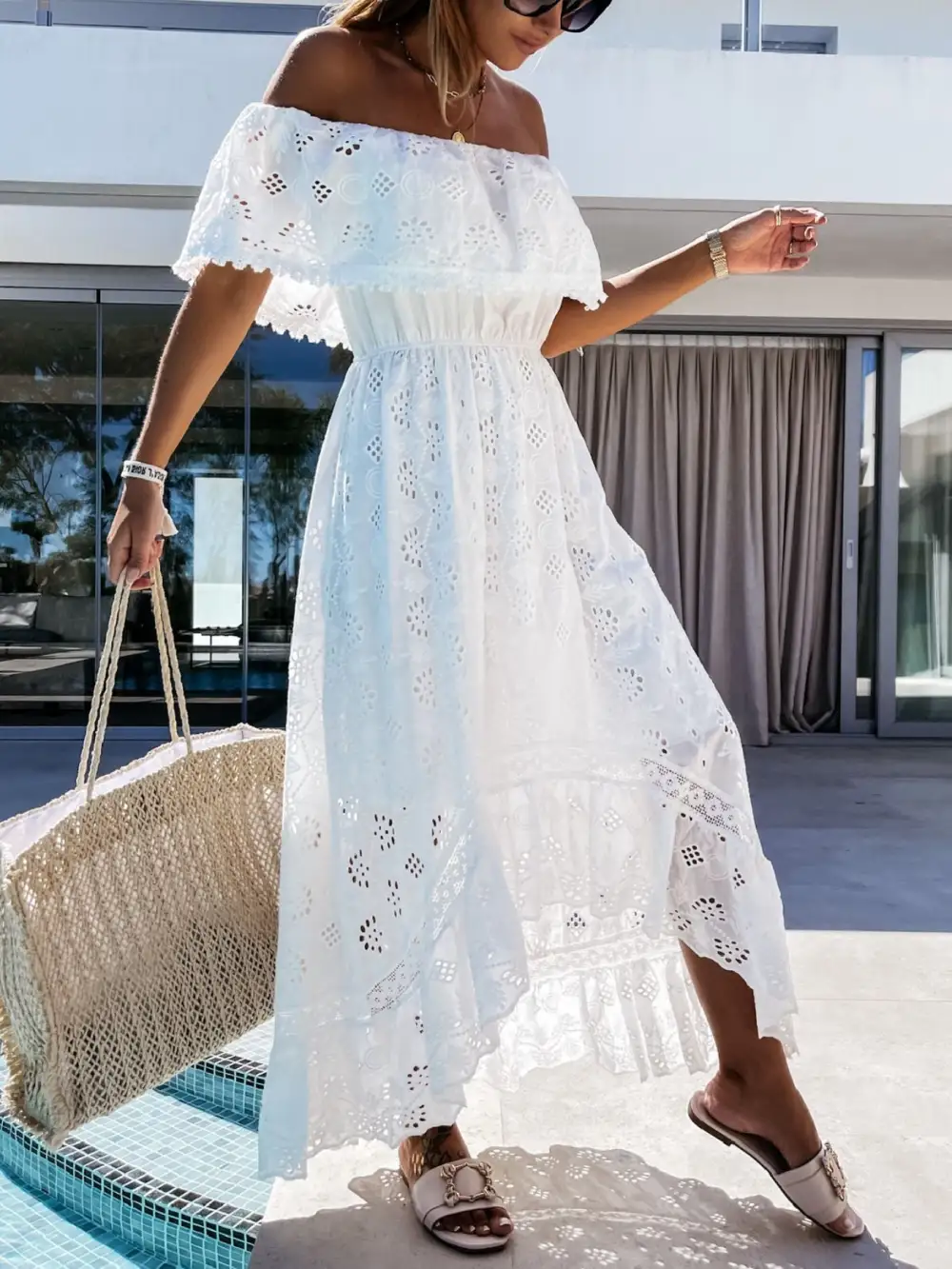 Lace Eyelet Maxi Dress