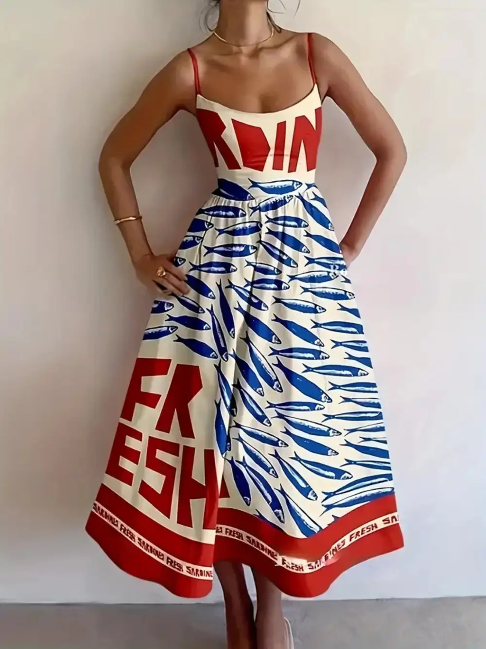Sardine Spaghetti Strap Midi Dress