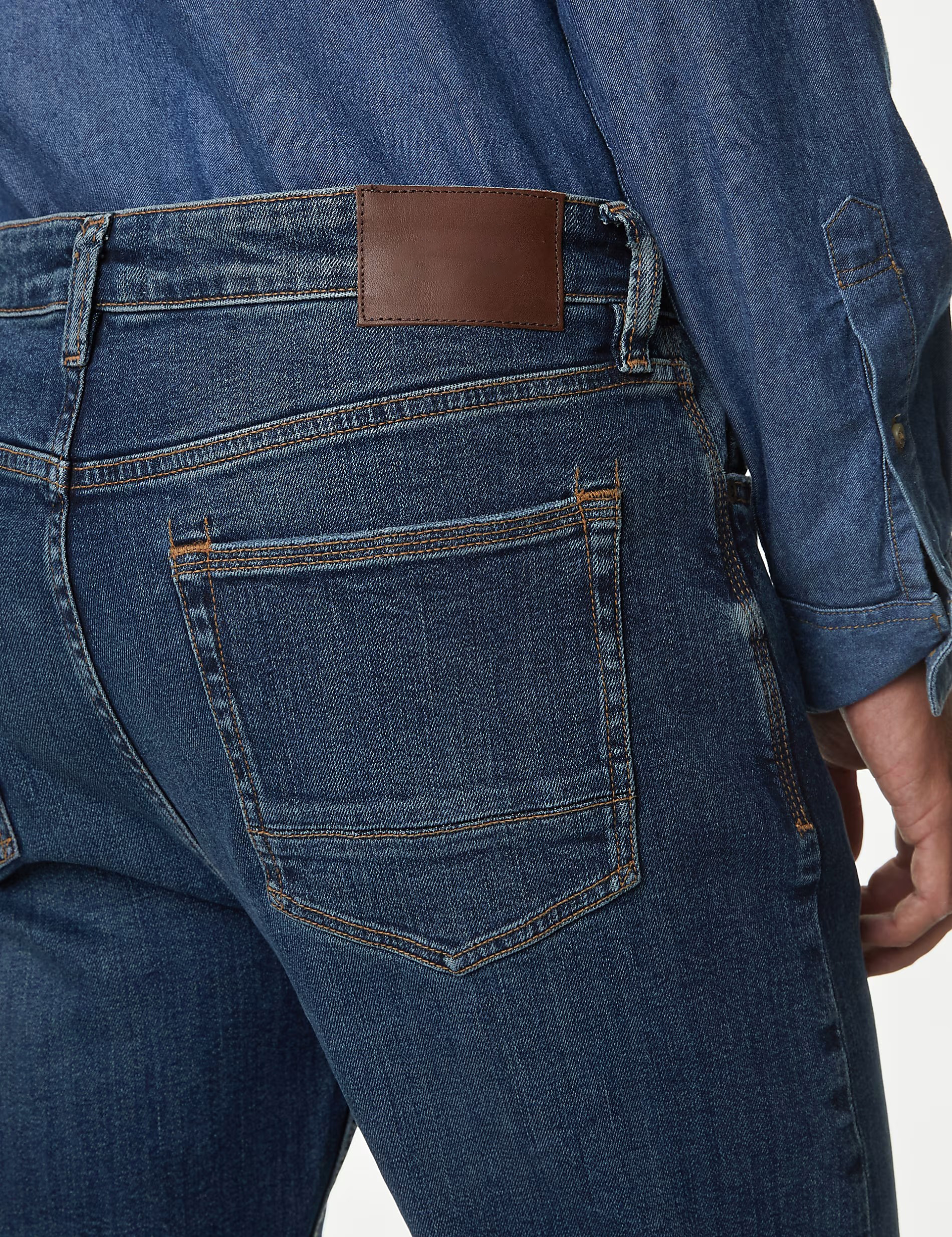 Men's Blue Loose Fit Stretch Denim Jeans