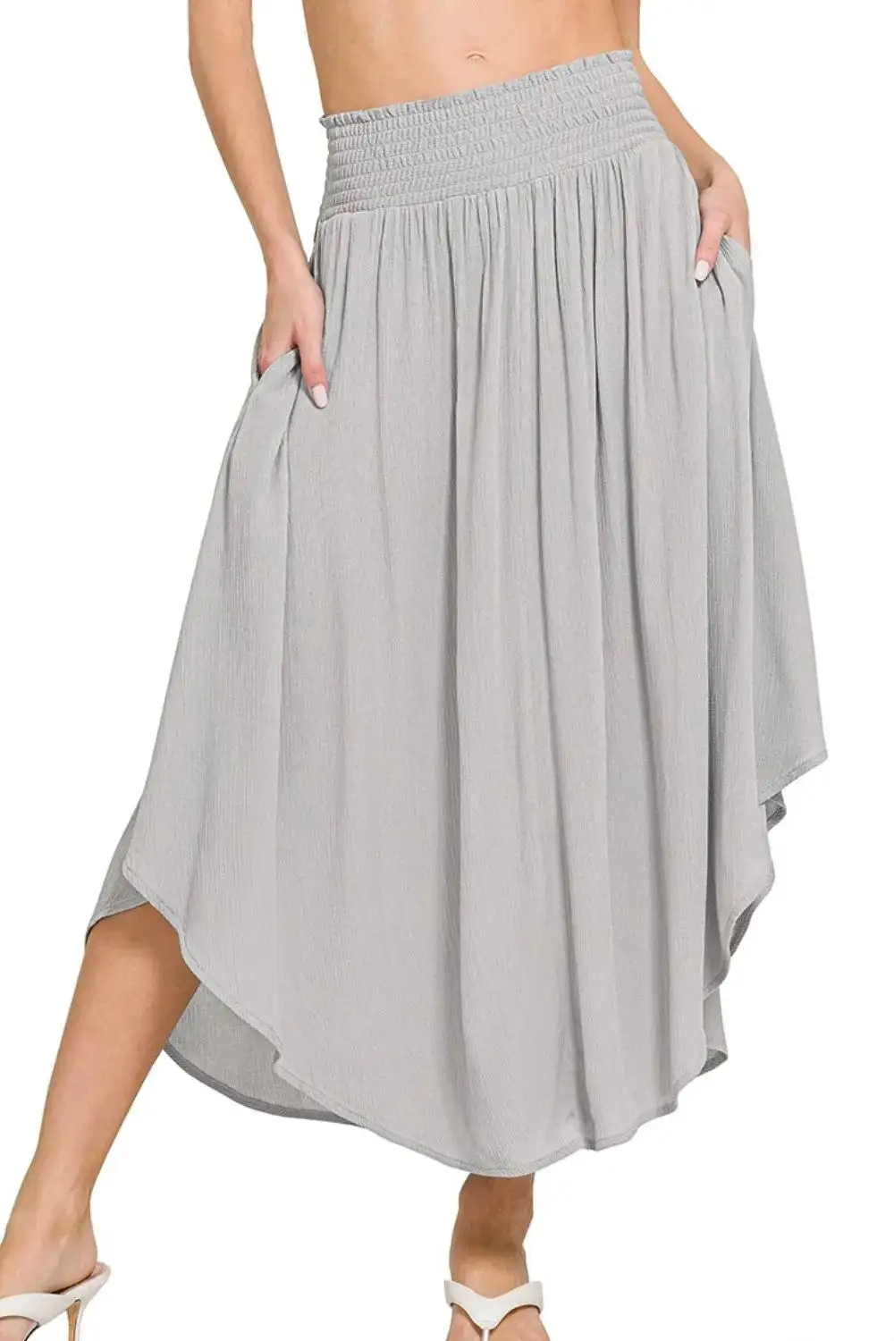 Smocked Pocket Detail Skirt