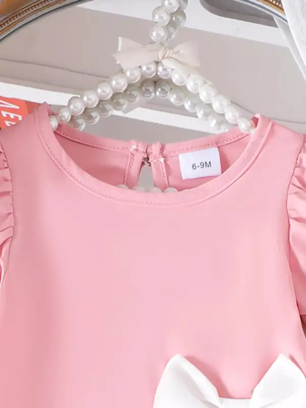 Girls Bow Puff Sleeve Dress