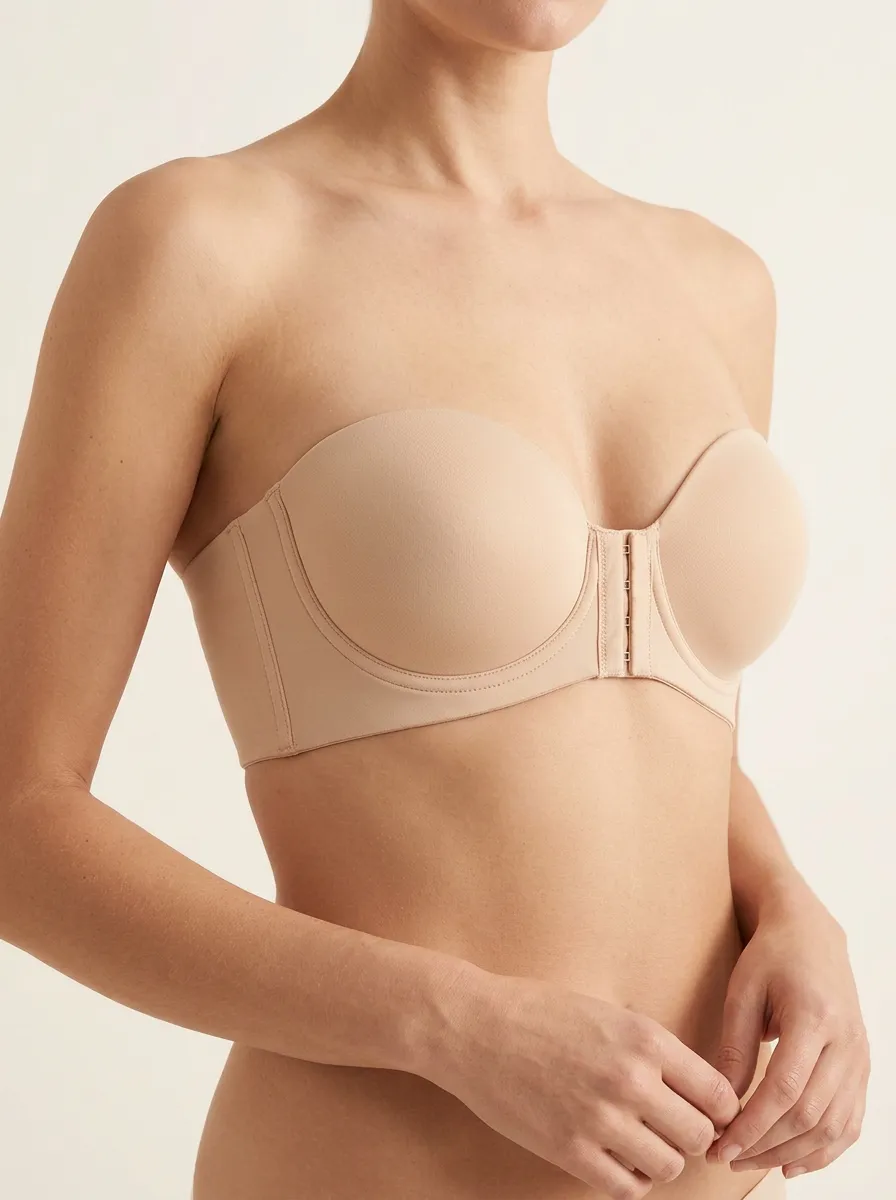 Women's Molded-Cup Clean-Edge Front-Closure Strapless Bra