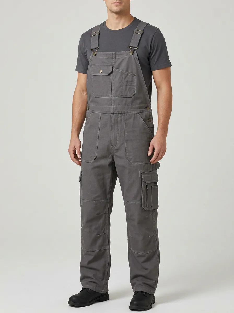 Men's Modern Multi-Pocket Cargo Bib Work Overalls