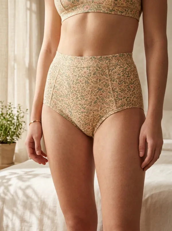 Women's Cottagecore Floral Pattern Printed High-Waisted Panties