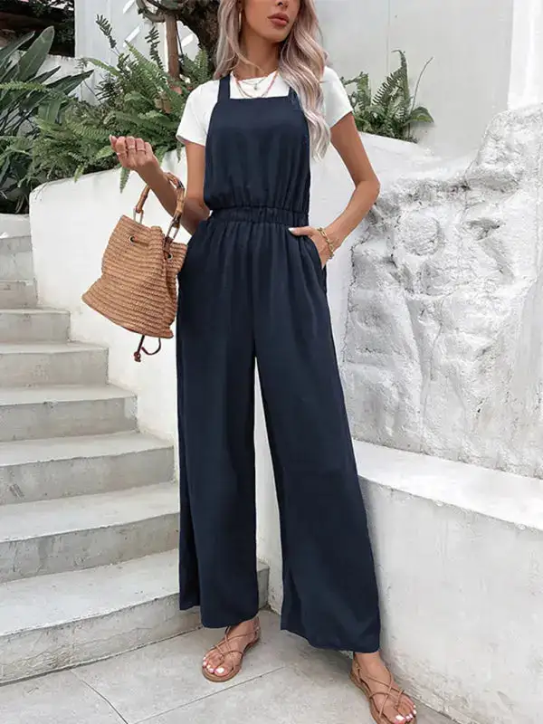 Stretch Elastic Bib Overall Jumpsuit Belt