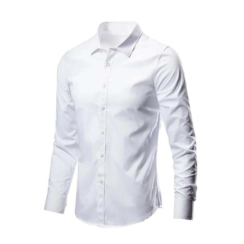 Men'S White Shirt Long Sleeves Free Ironing Business Formal Slim Fit Korean Style Professional Work Men'S White Casual Suit Shirt