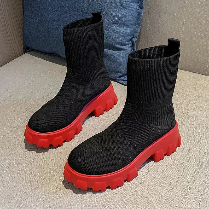 Round Toe Block Heels Boots