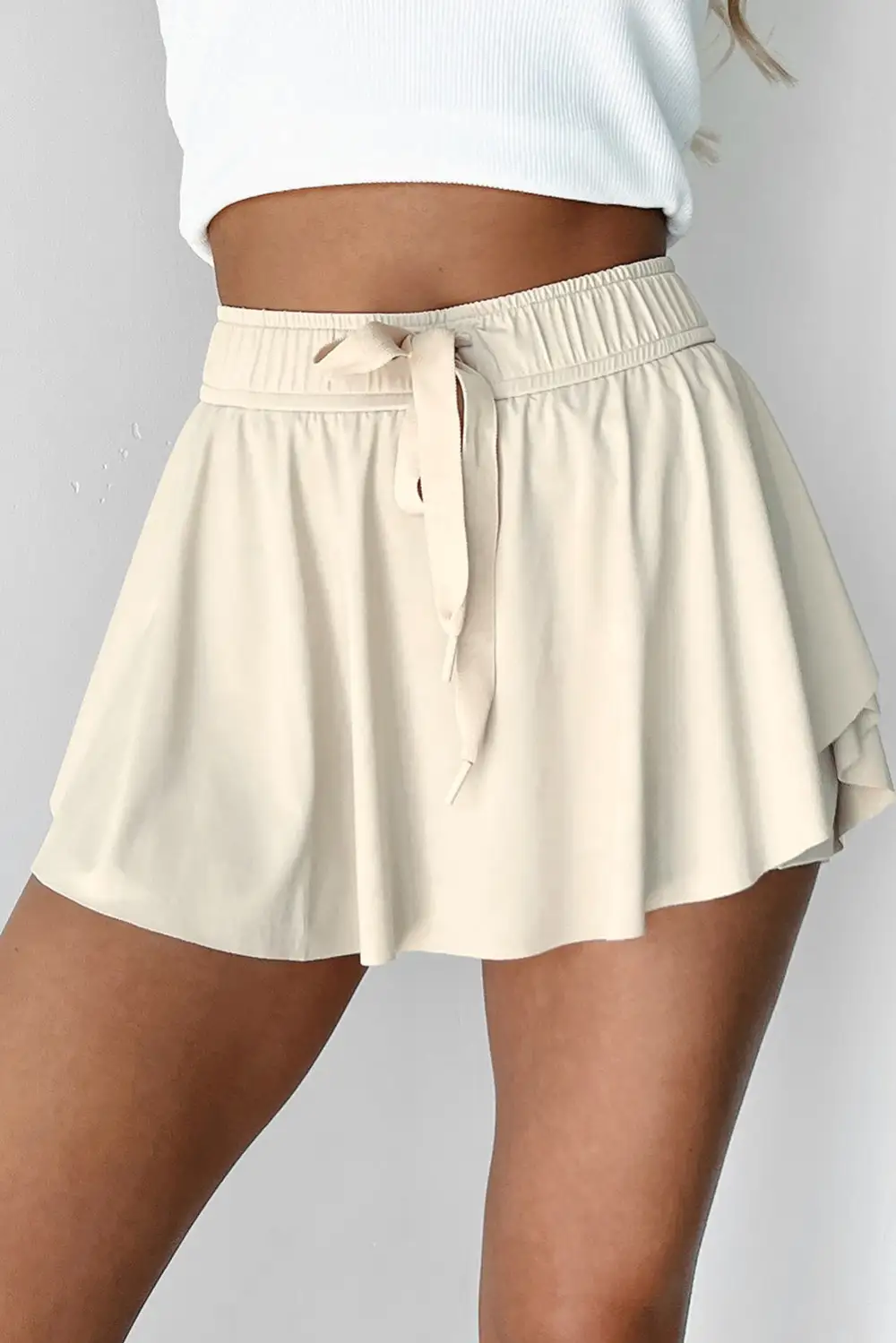 High Waist Drawstring Tennis Skort