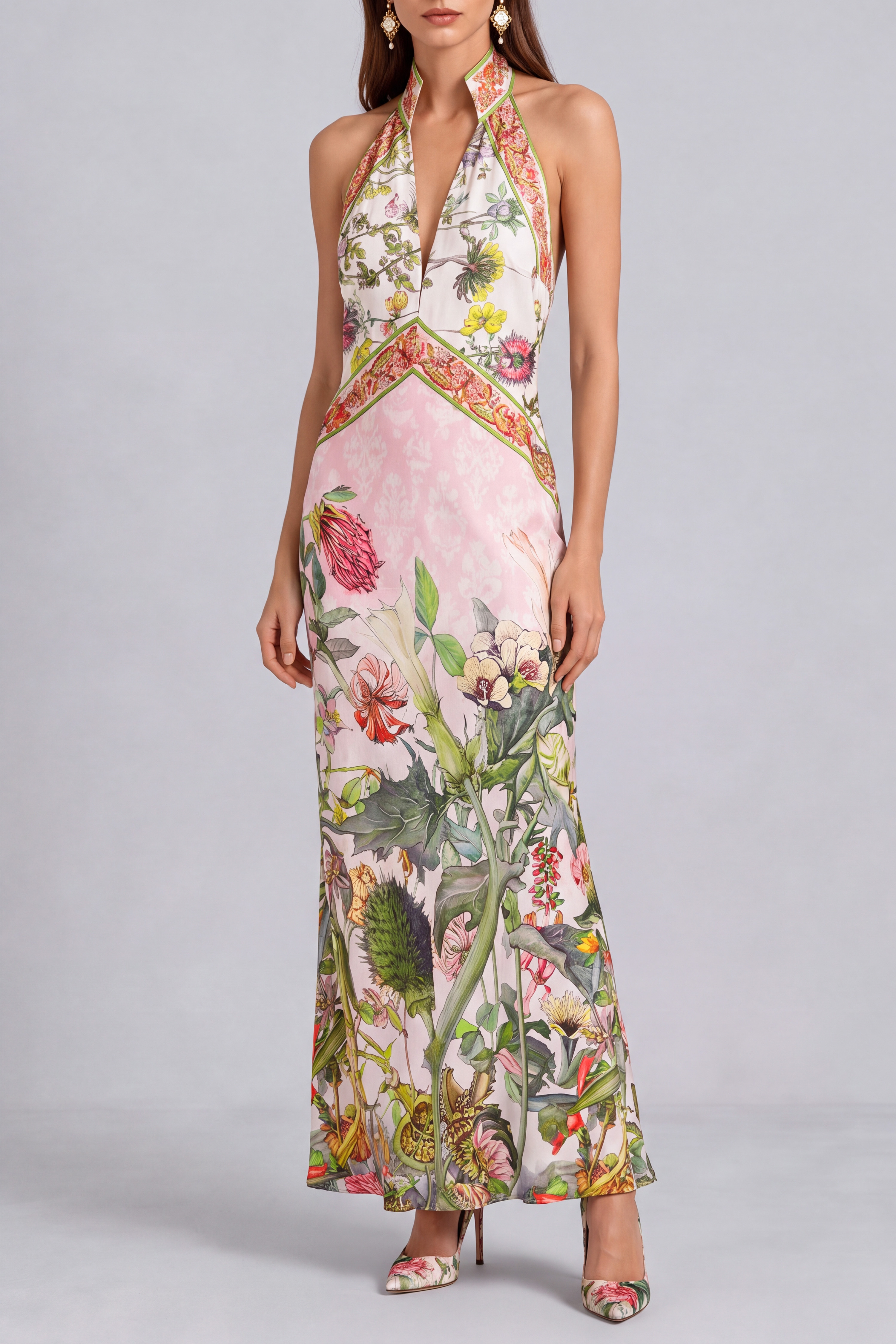 Backless Floral Maxi Dress