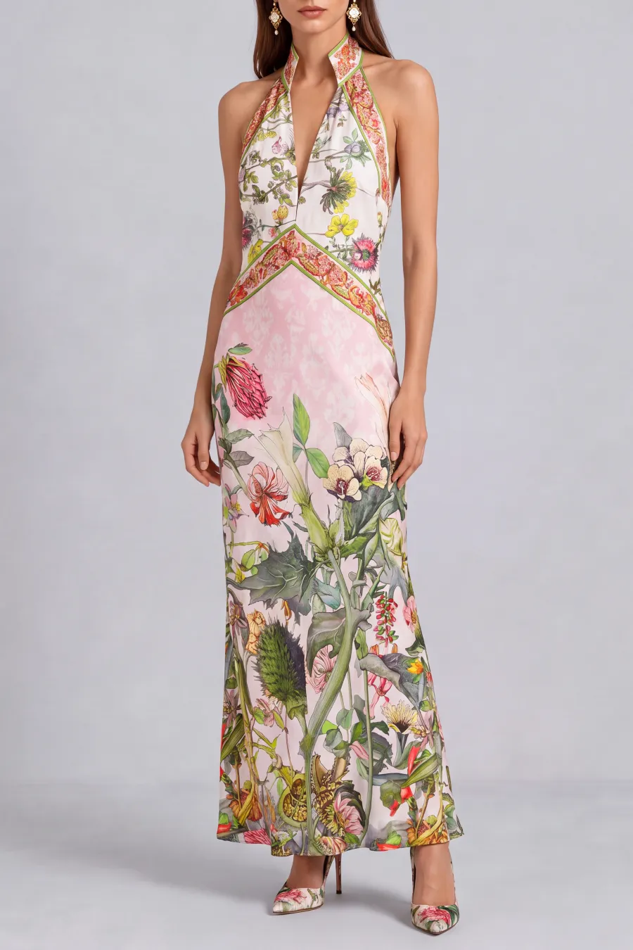Backless Floral Maxi Dress