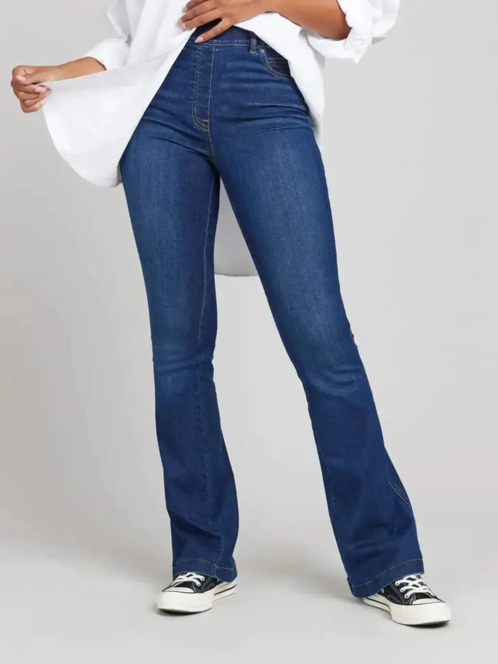 High Waisted Flared Plus Denim Jeans