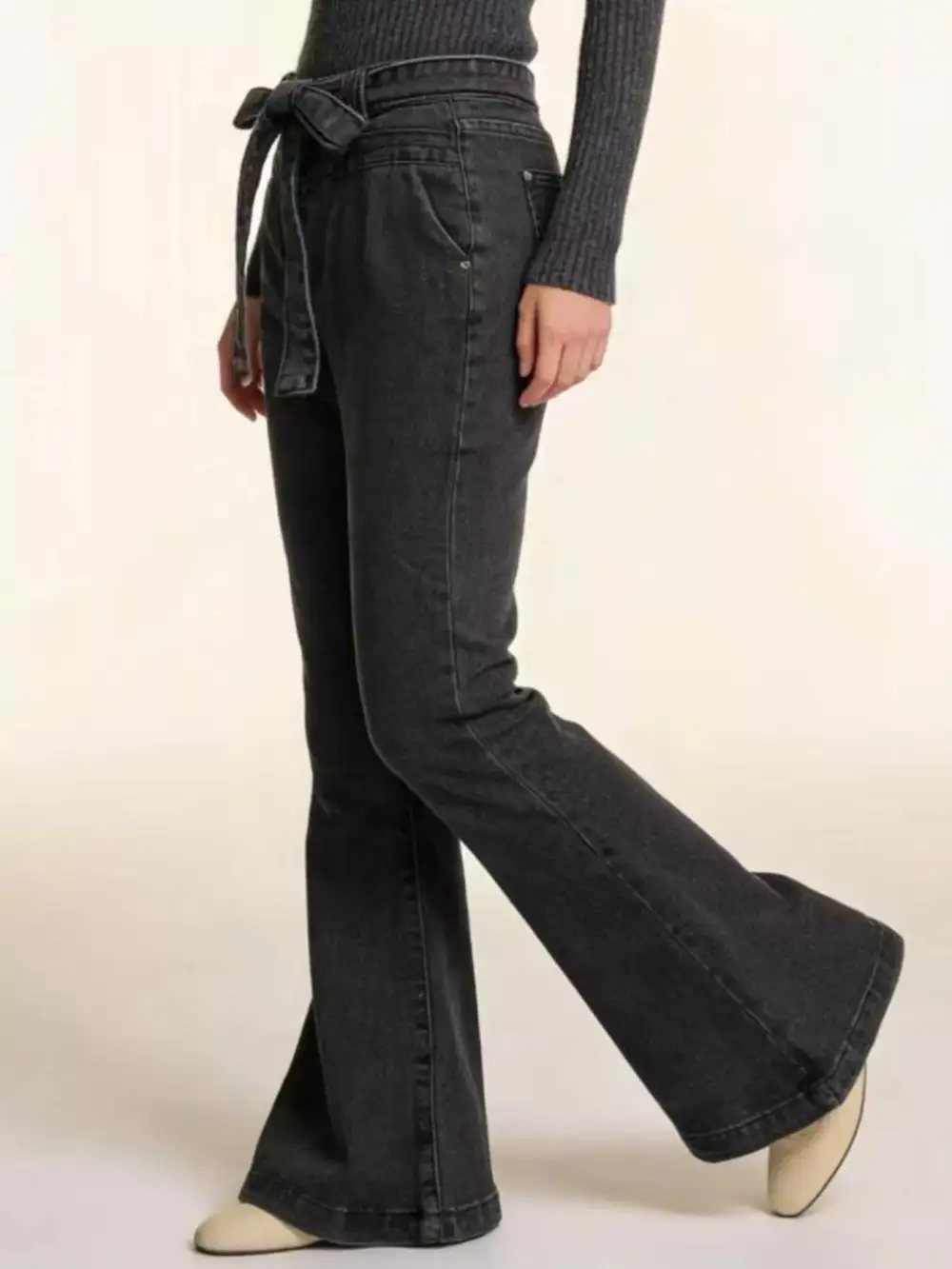 Sharp High Waist Flare Leg Denim Jeans
