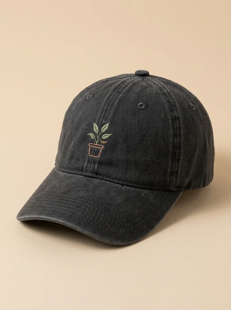 Refined Plant-Lover Embroidered Potted-Plant Unisex Baseball Cap