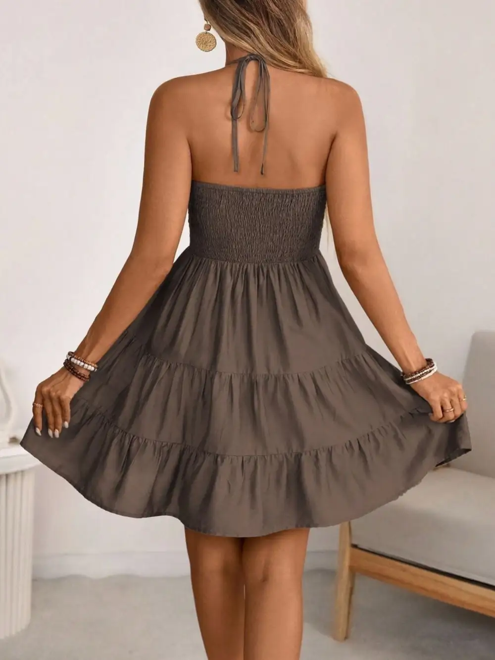 Tiered Halter Casual Dress