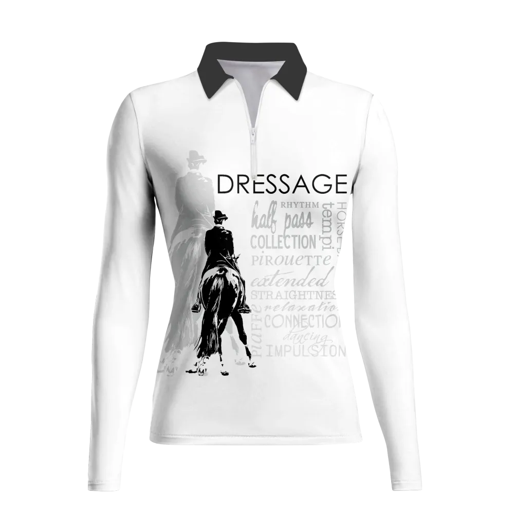 Women's Riding Style Dressage Print Long Sleeve Casual Lapel Shirt