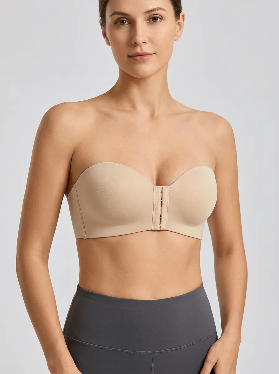Women's Seamless Secure-Fit Front-Closure Strapless Bra