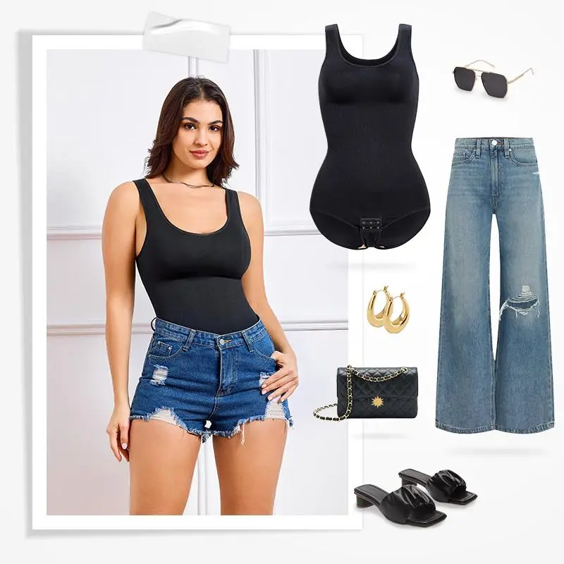 Women'S Clothing Minimalist Seamless Crewneck Bodysuits Shapewear, Basic Comfortable Fit Style Womenswear