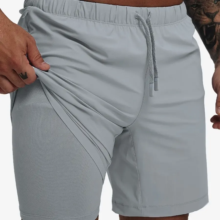 MAELREG Men's 2-in-1 Running Shorts with Liner, Outdoor Hiking Gym Training Shorts, Breathable Athletic Workout Shorts with Towel Hook