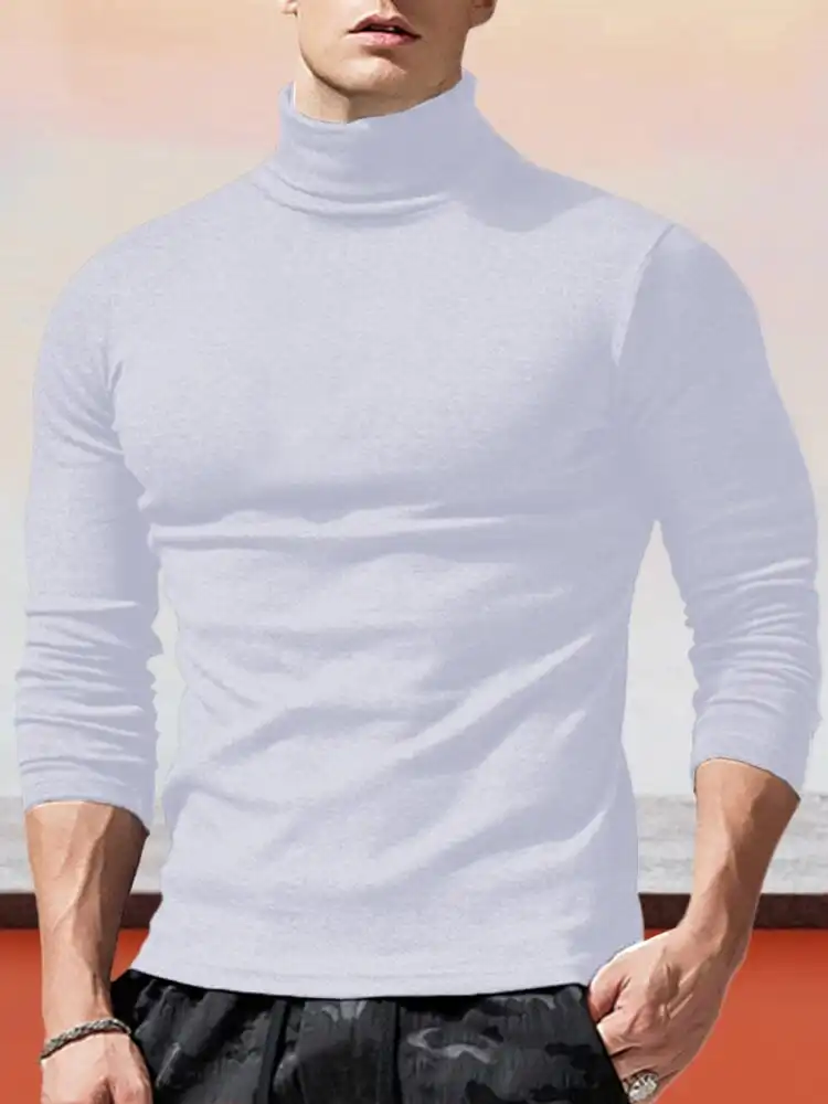 Classic Slim Fit Turtleneck Basic Top T-Shirt