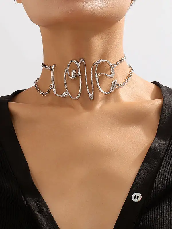 Chain Geometric Cutout Alloy Necklace